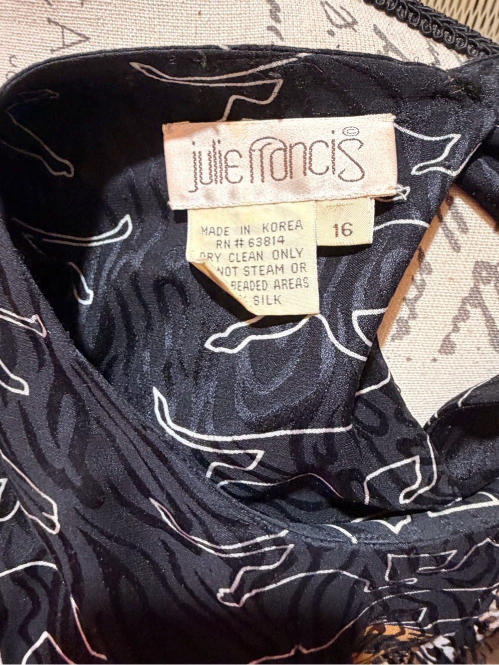 Vintage Julie Francis Silk Leopard Print 2Pc Set Top 16 Fully Lined Pants 20 - Picture 6 of 7